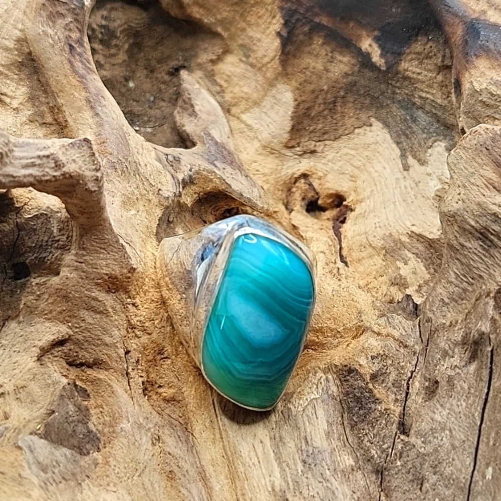 Color Enhanced Botswana Agate UniSex Ring